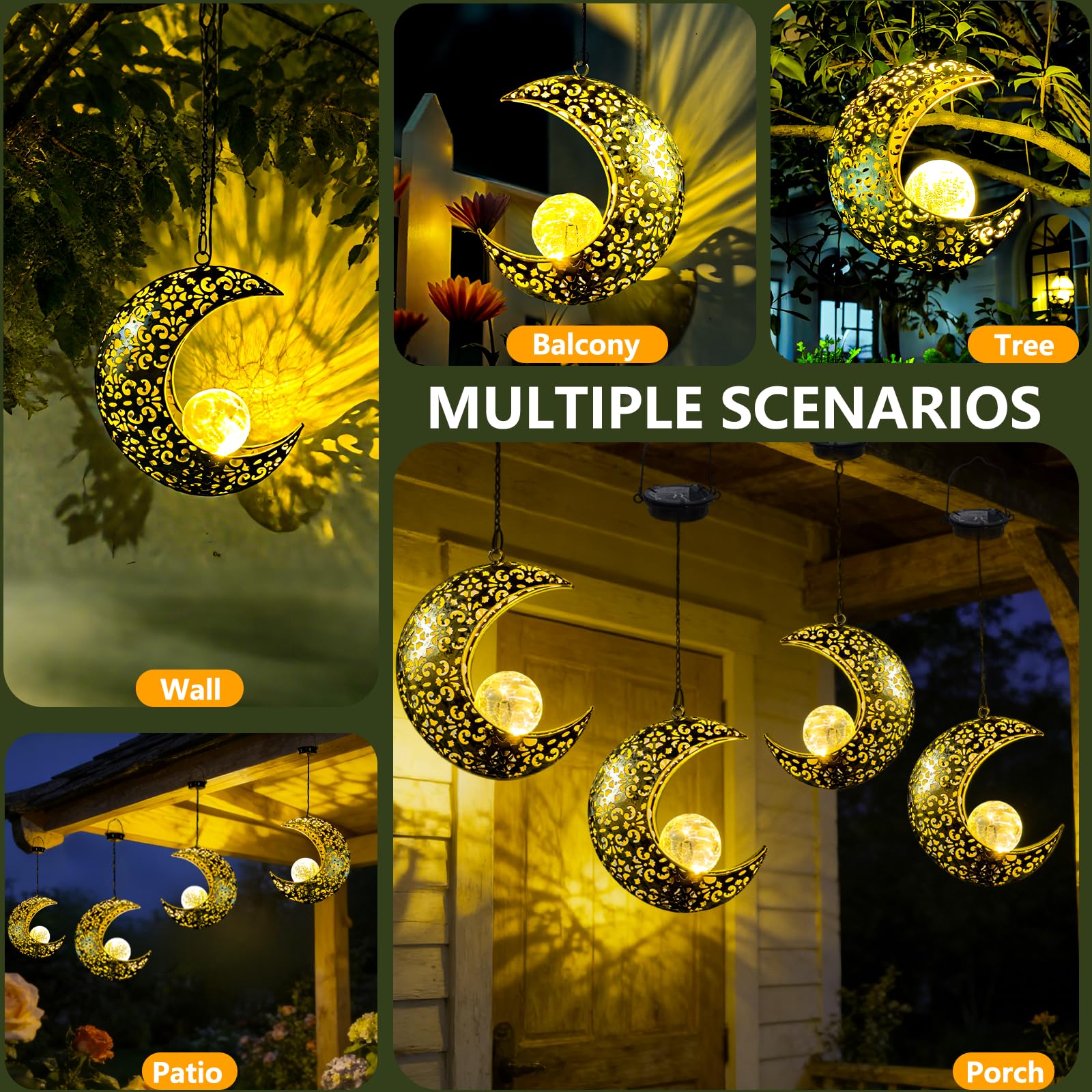 Waterproof, weatherproof QCF moon lamp powered by solar panel.