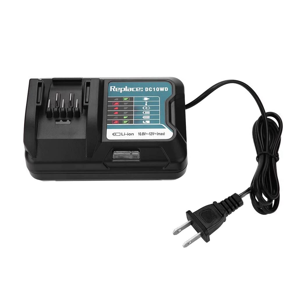 QCZRED DC10WD charger front view showing compact design for Makita batteries
