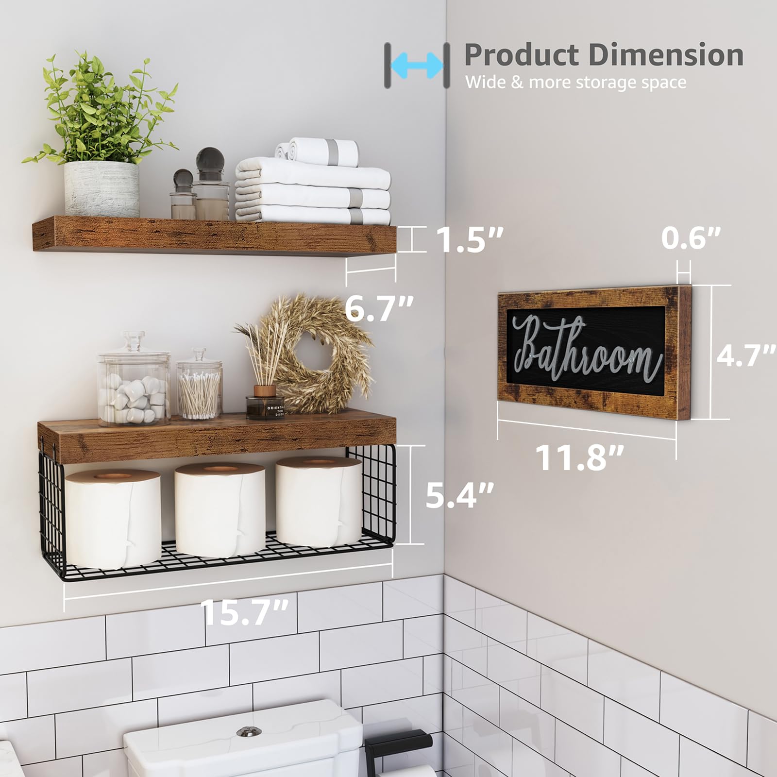 QEEIG bathroom storage basket and shelves keep towels and essentials organized.