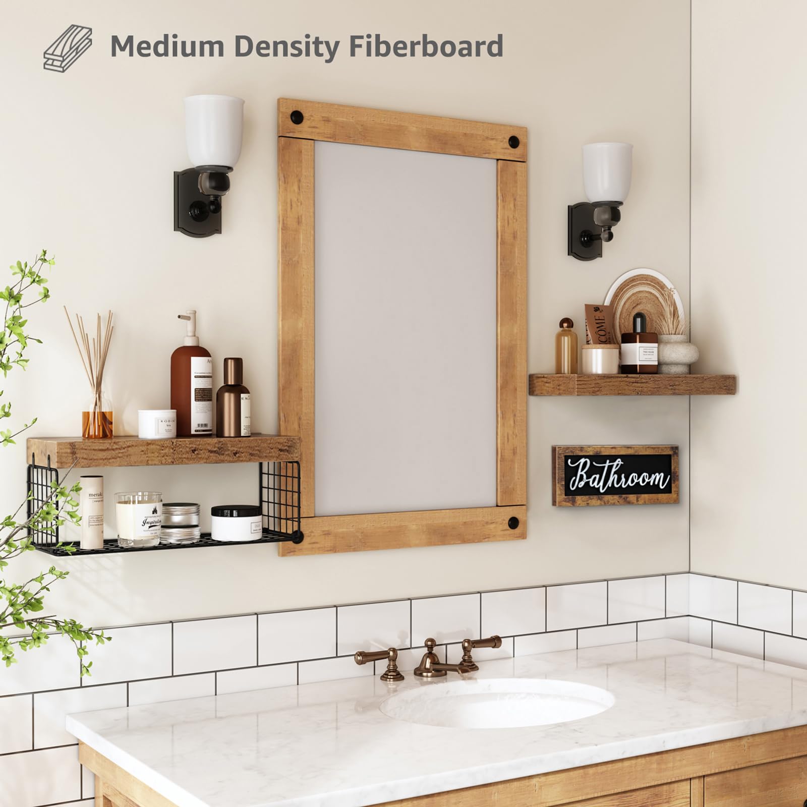 QEEIG durable MDF shelves resist moisture for reliable bath storage.