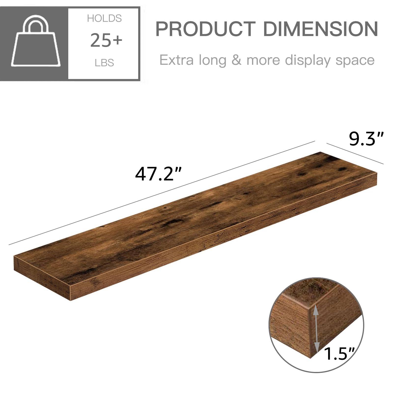QEEIG floating shelves assembly view demonstrates quick, easy setup for busy spaces.