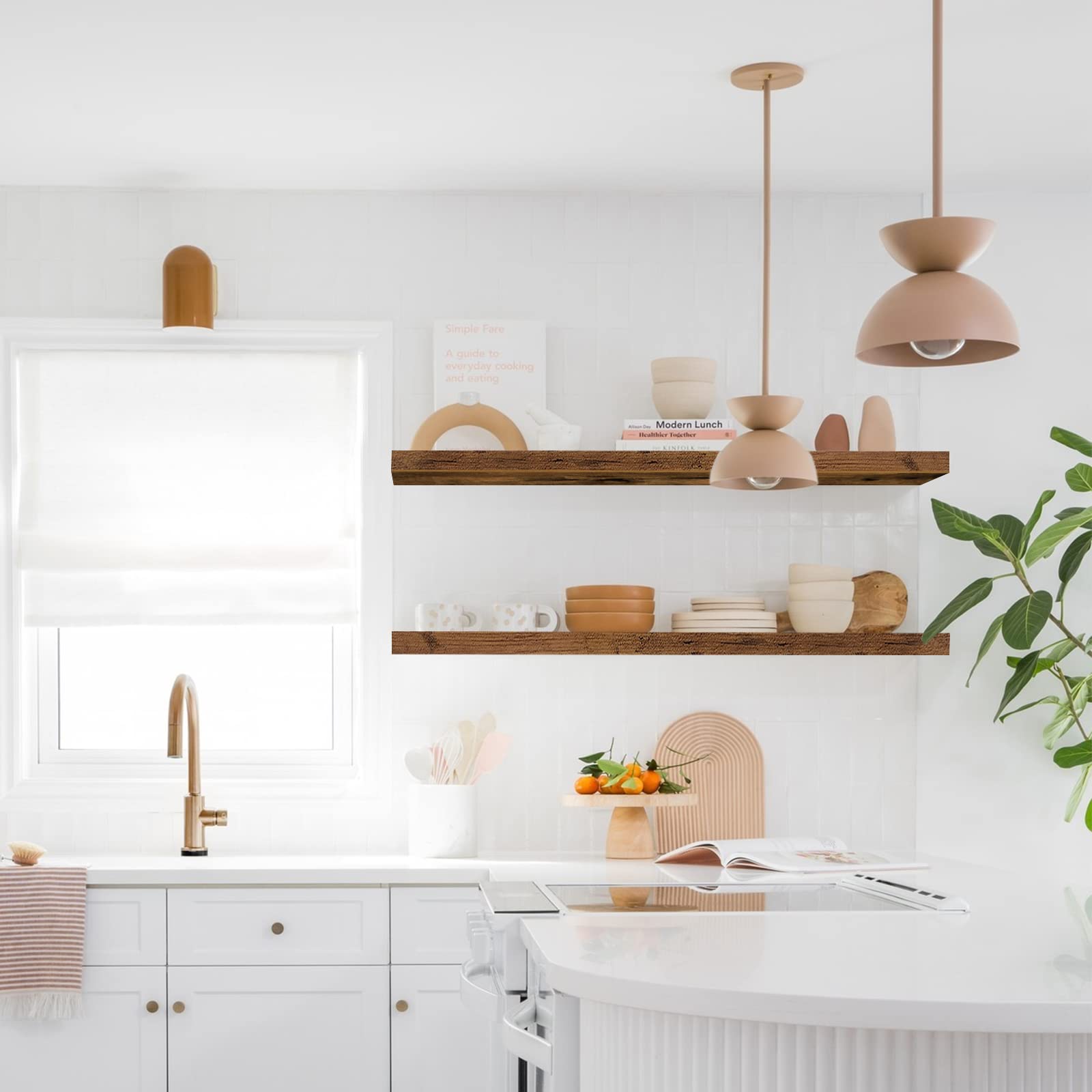 QEEIG rustic brown finish complements farmhouse-inspired interiors.