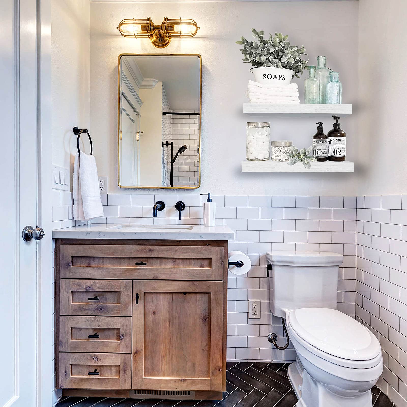 QEEIG bathroom floating shelves over toilet assembly guide simplifies installation.
