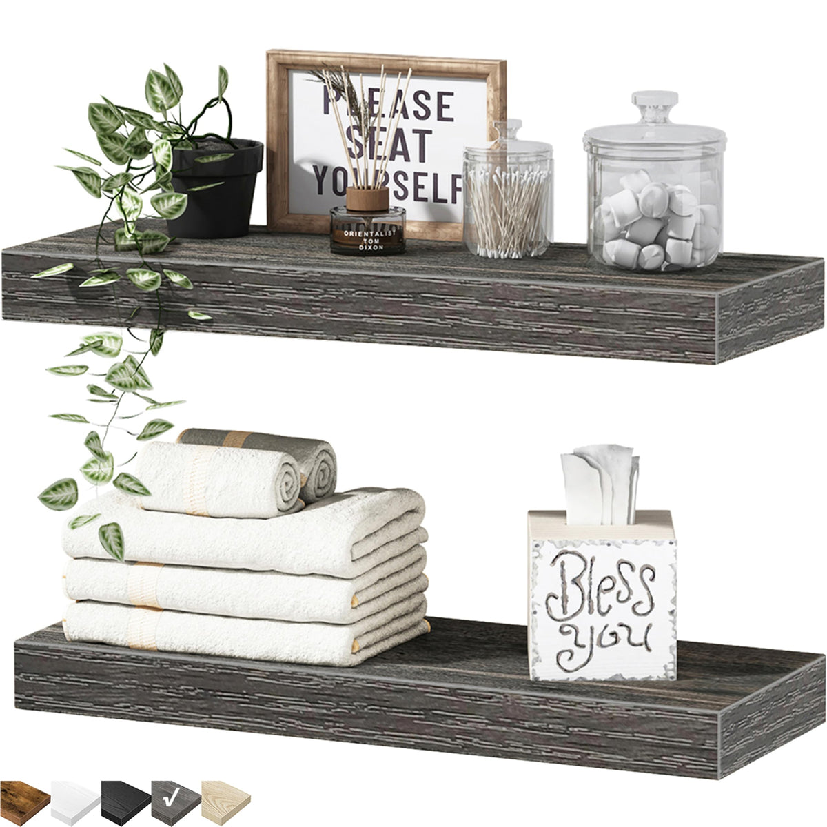 QEEIG bathroom floating shelves mounted on wall for compact storage and display