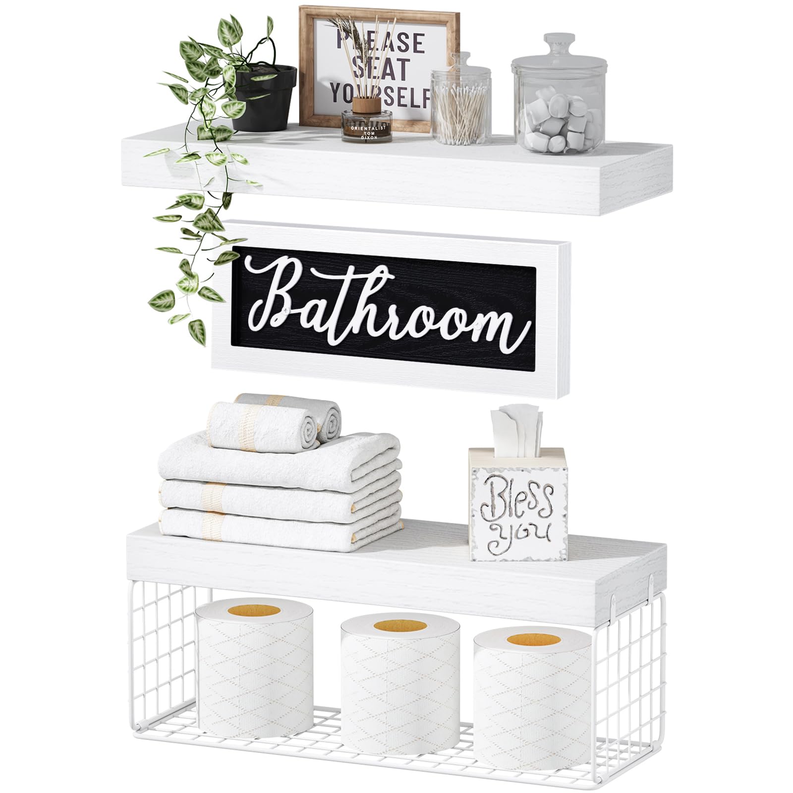 QEEIG bathroom shelves over toilet mounted on wall for organized toiletries and easy access