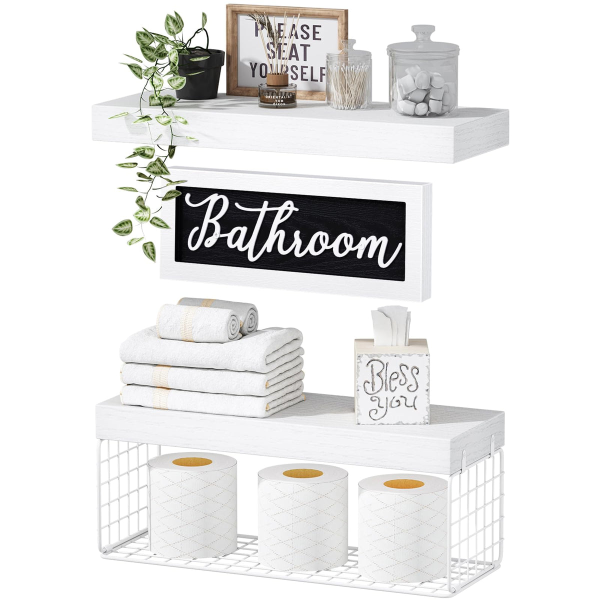 QEEIG bathroom shelves over toilet mounted on wall for organized toiletries and easy access