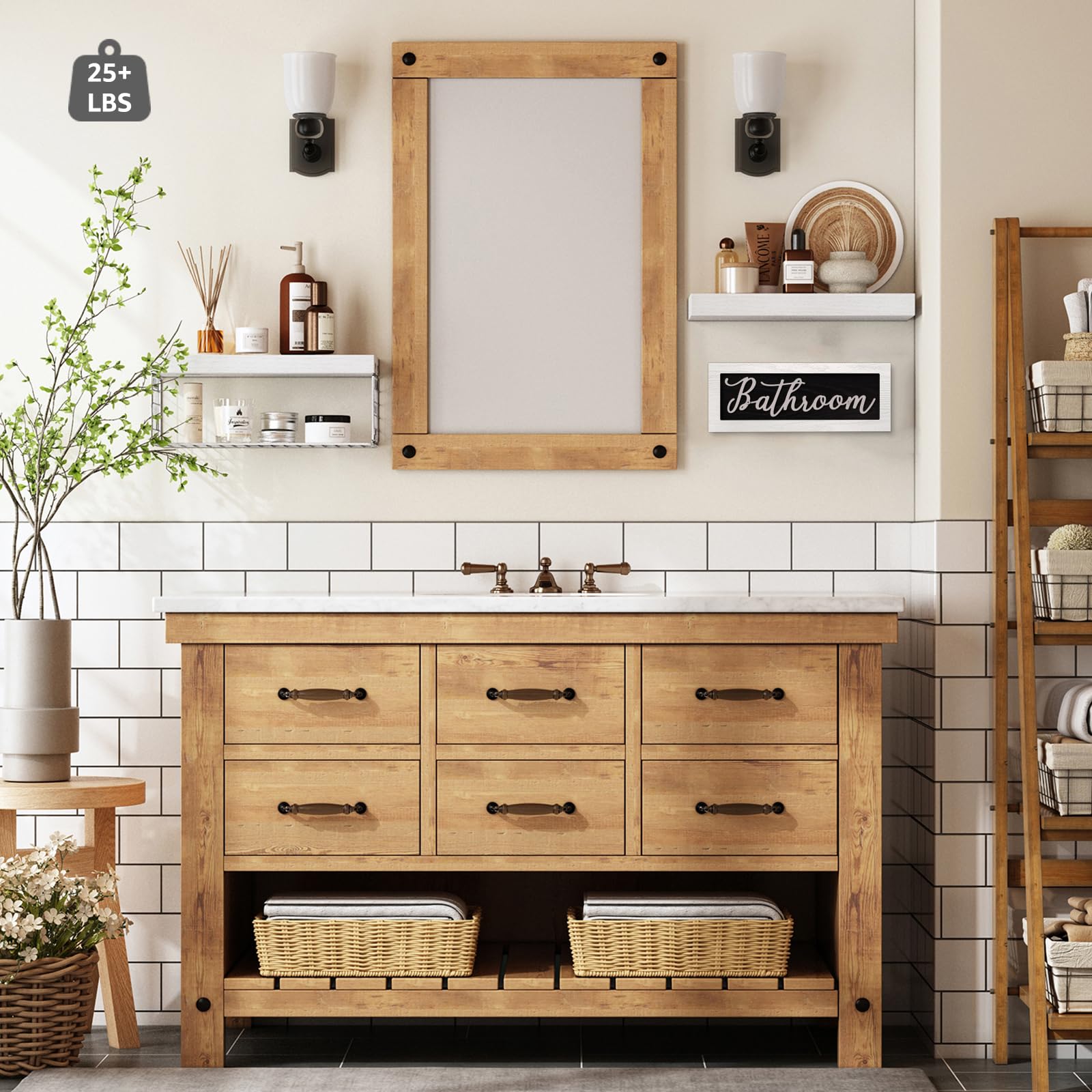 QEEIG white MDF shelves resist humidity for durable bathroom storage