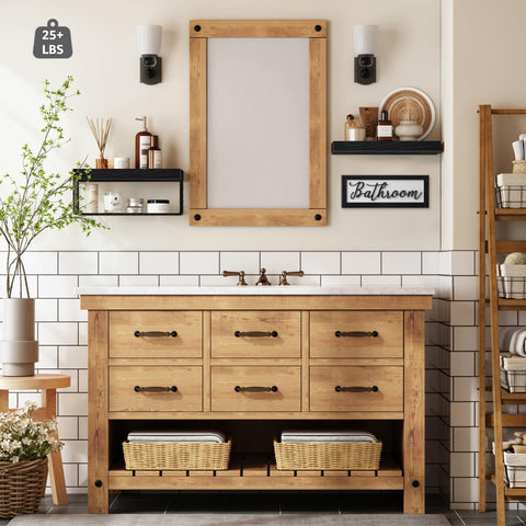 QEEIG durable MDF construction withstands damp bathrooms with lightweight feel.