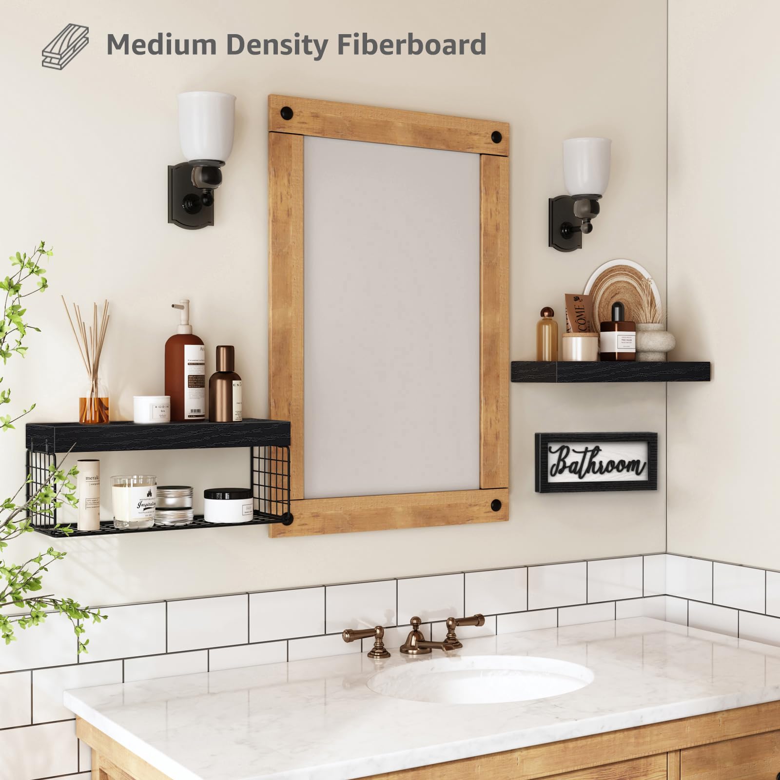 QEEIG 6.7-inch deep shelves keep toiletries neat and reachable.