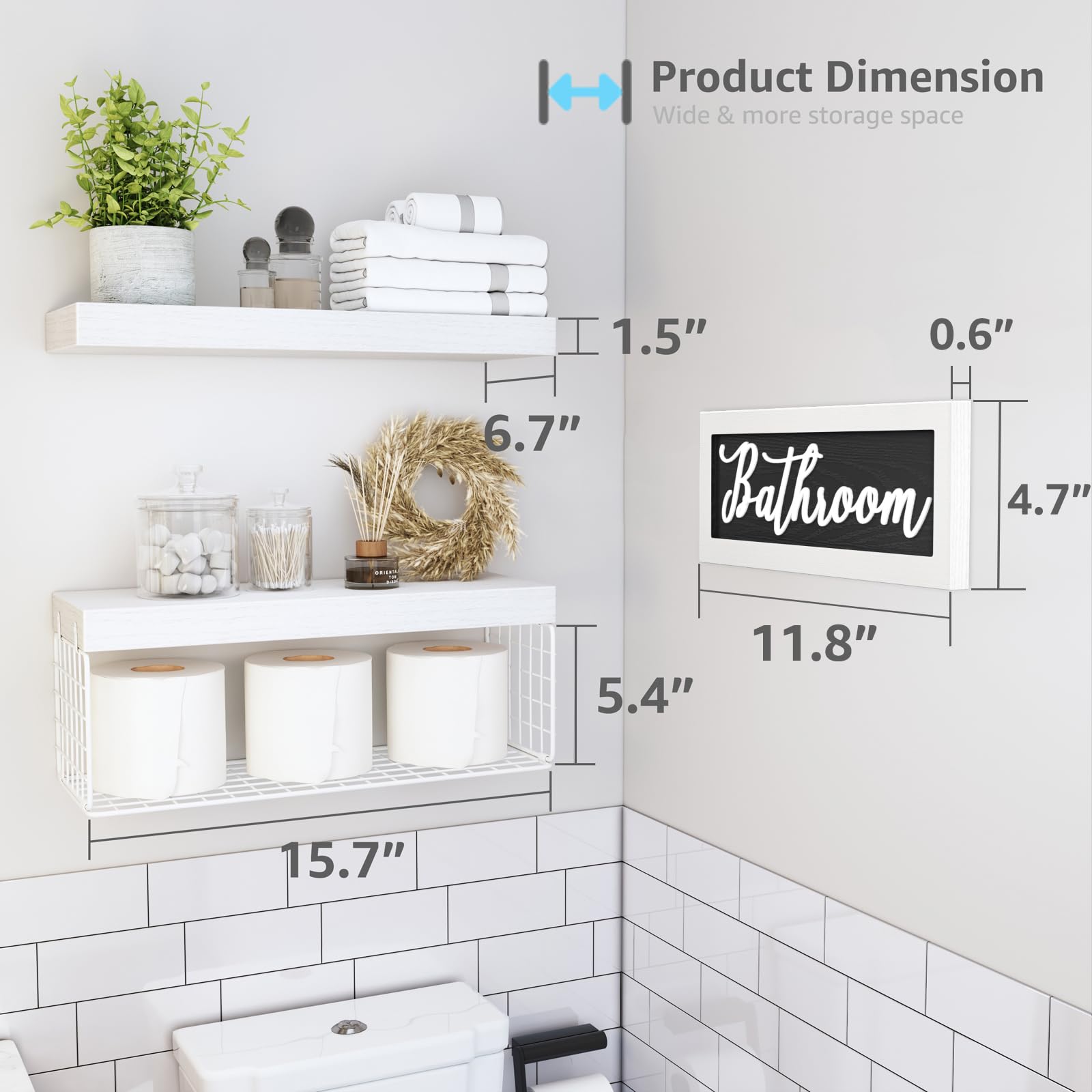 QEEIG decorative sign adds farmhouse charm beside storage shelves