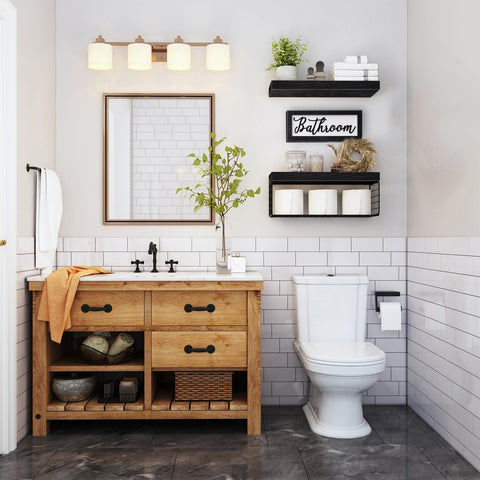 QEEIG metal basket provides easy access to toilet paper and towels.