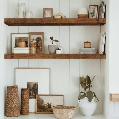QEEIG shelves above vanity area ready for everyday items