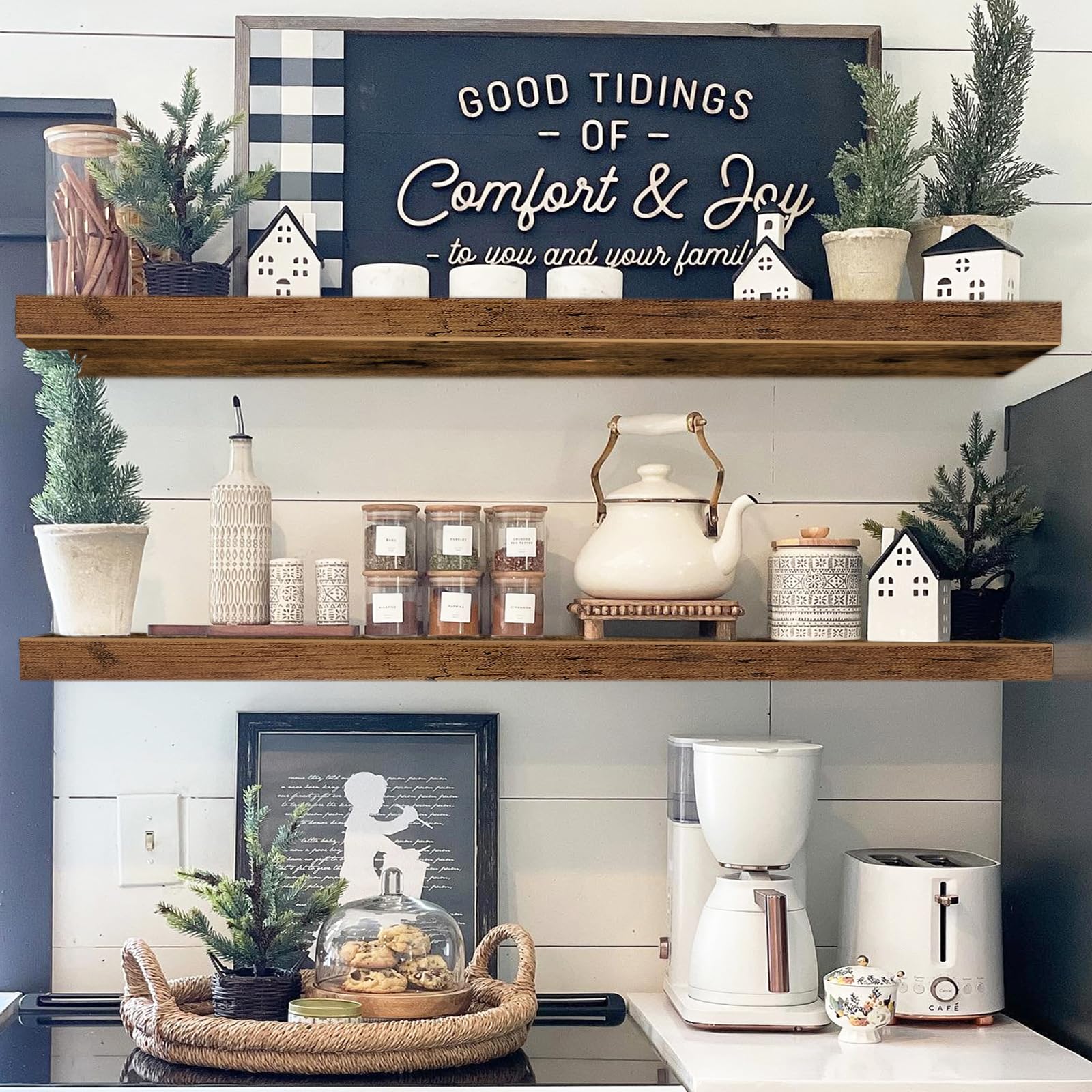 QEEIG shelves with steel brackets provide sturdy 25 lb capacity.