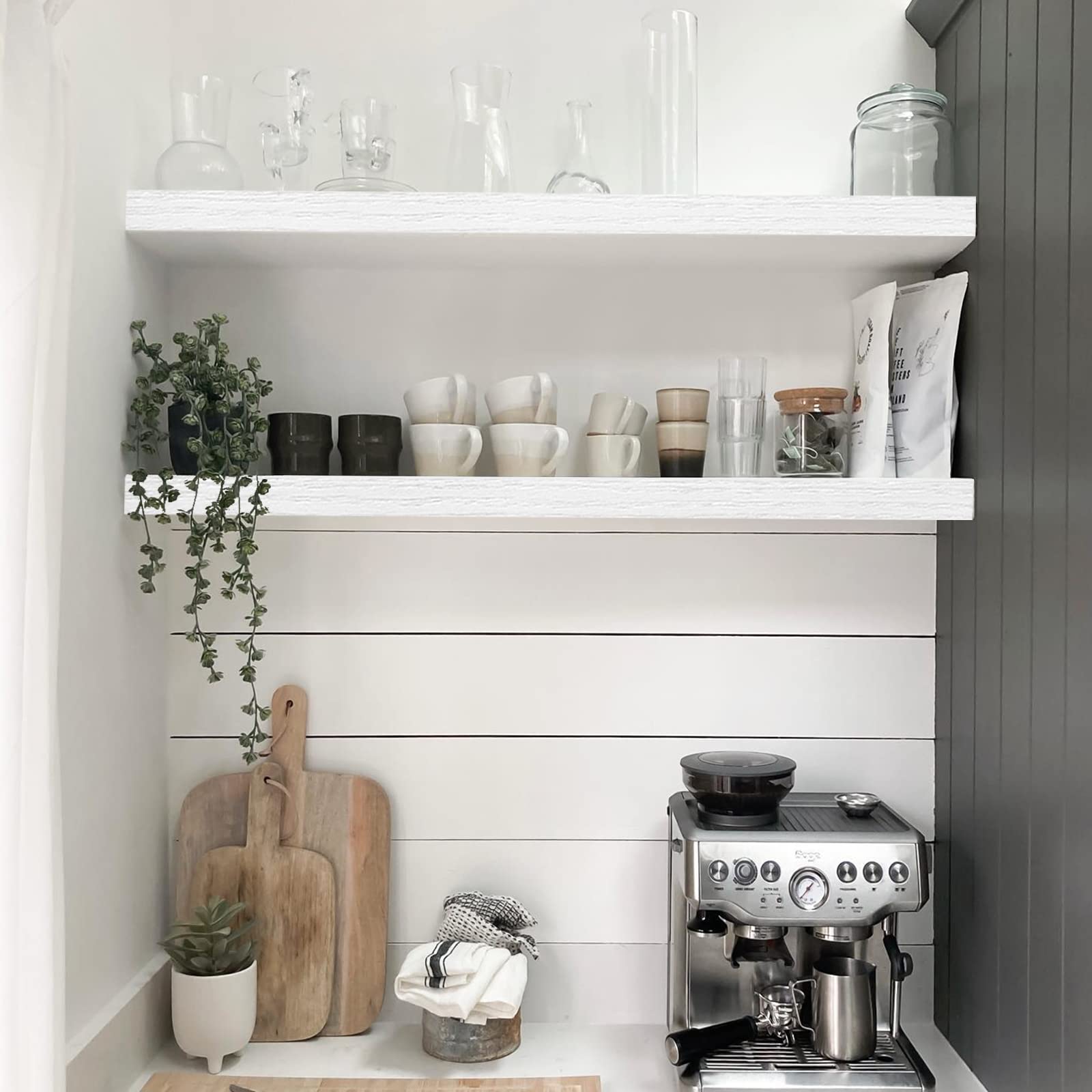 QEEIG long 35.4-inch white shelves in modern interior