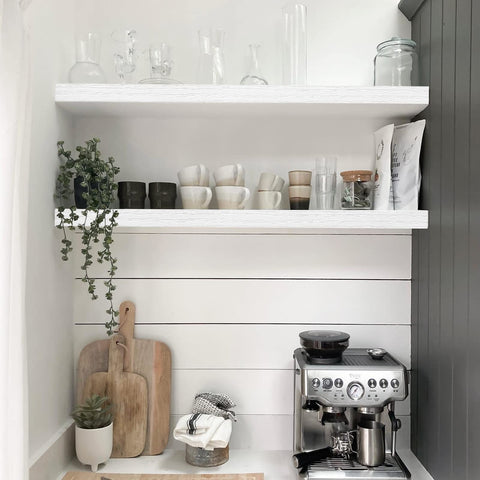 QEEIG long 35.4-inch white shelves in modern interior