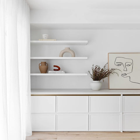 QEEIG sturdy MDF shelves suitable for succulents and small decor on the wall.