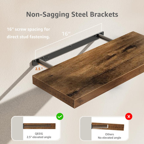 QEEIG 9.3-inch depth shelves hold books or baskets with stability