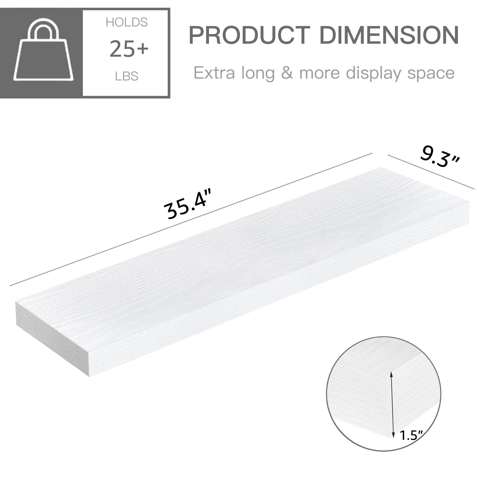 QEEIG white wall shelves in living room with decorative items