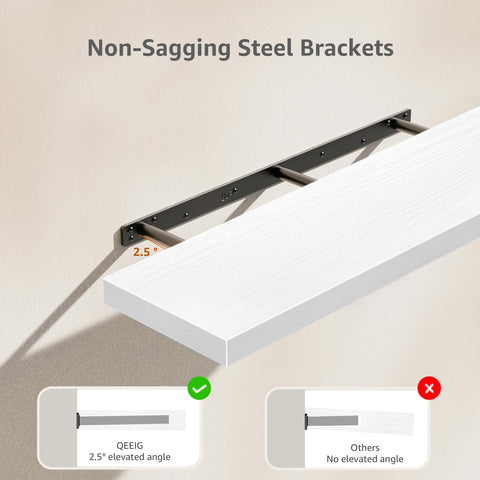 QEEIG wall-mounted shelves above desk for workspace organization