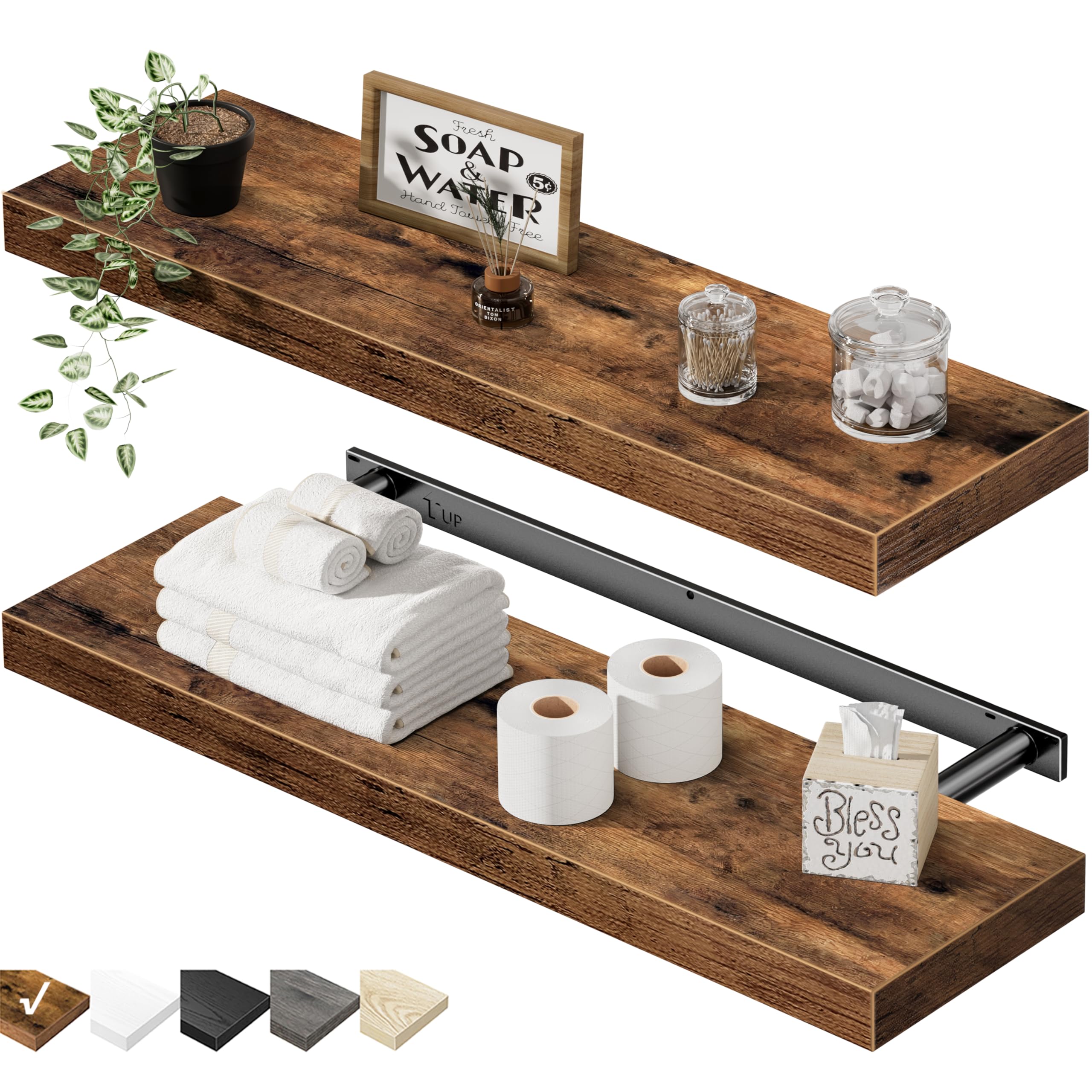 QEEIG floating shelves on the wall increase display space for decor