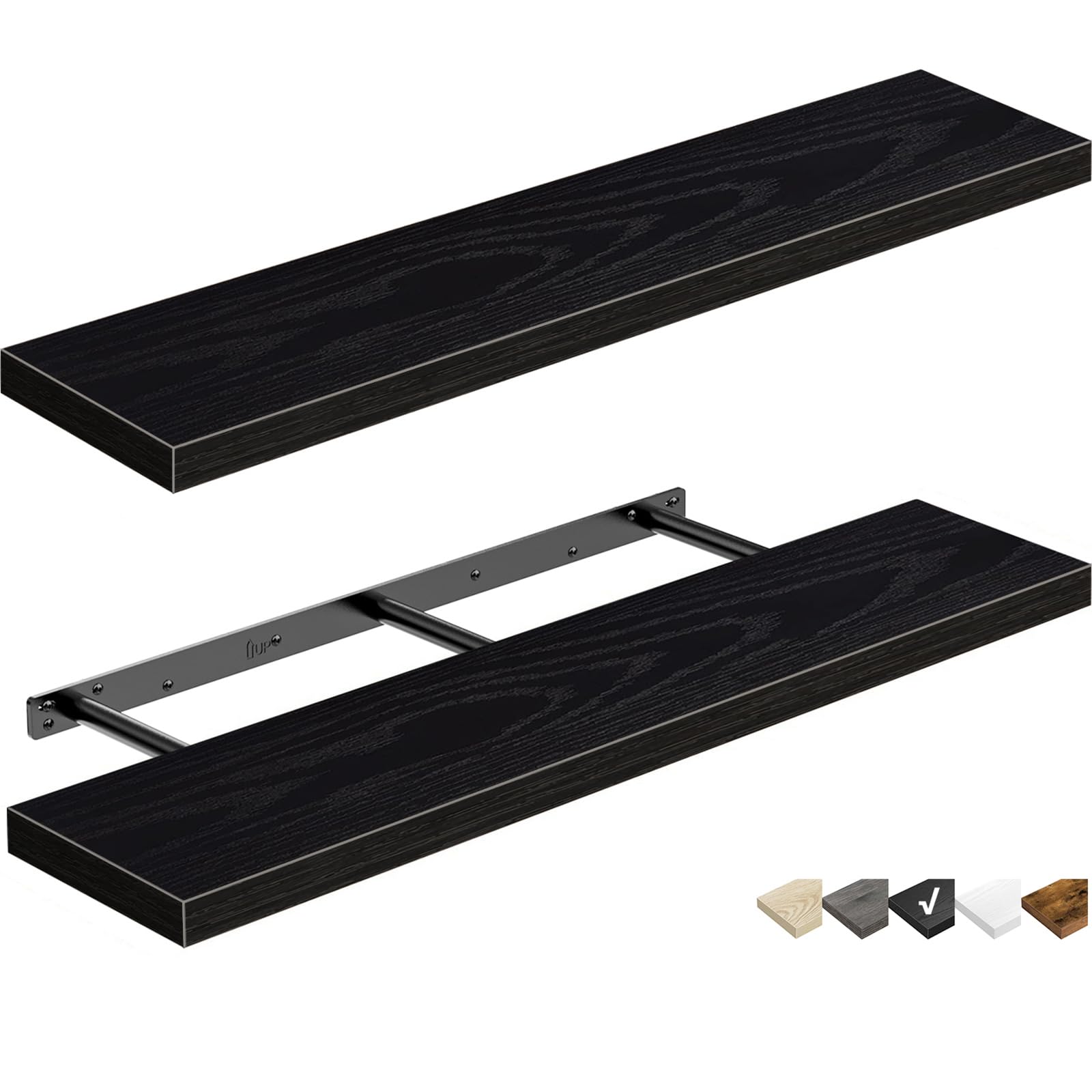 QEEIG floating shelves long wall display on a dark wall for stylish storage