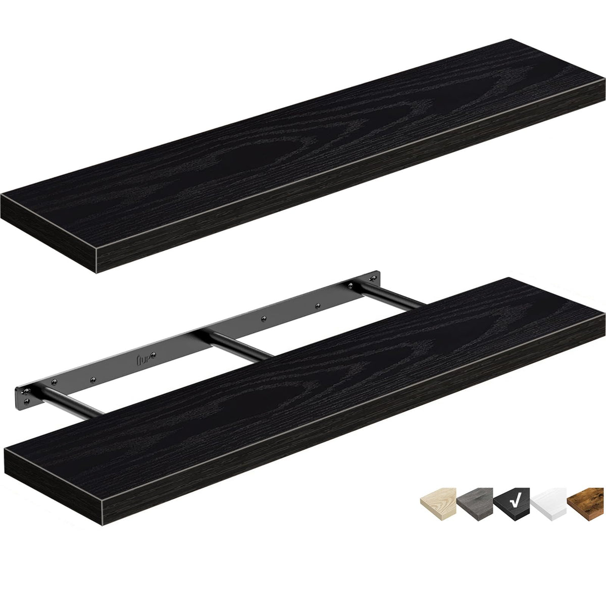 QEEIG floating shelves long wall display on a dark wall for stylish storage