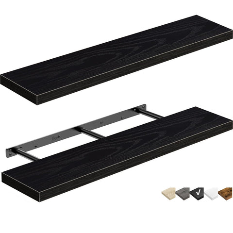 QEEIG floating shelves long wall display on a dark wall for stylish storage