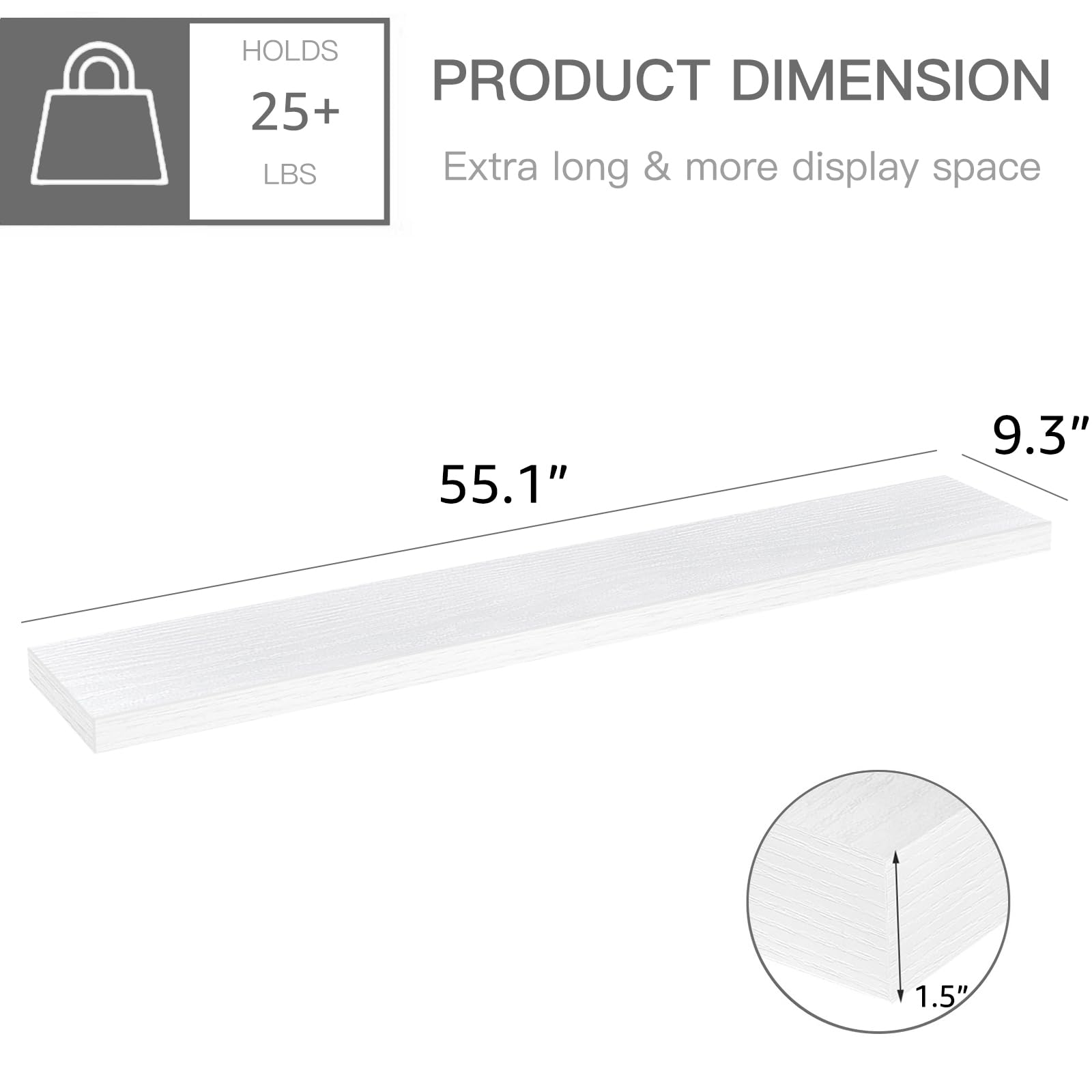 Two-tier MDF shelves with metal brackets provide sag-free display in kitchen