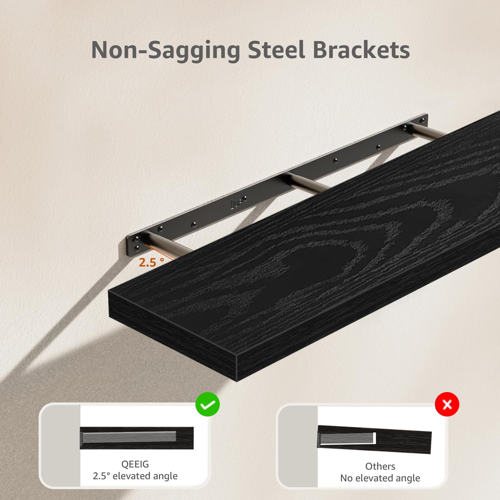 QEEIG upward angle design keeps items secure and sag-free