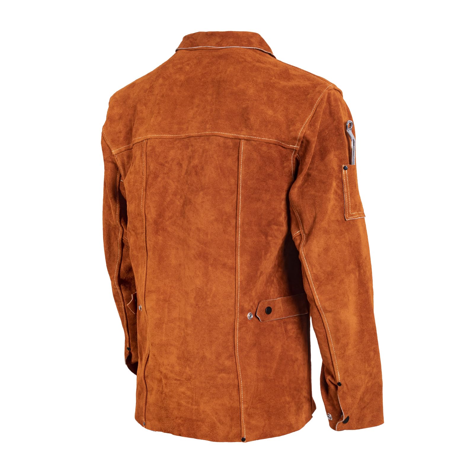 QeeLink Leather Welding Jacket adjustable neck cuffs and waist enable secure custom fit