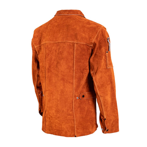QeeLink Leather Welding Jacket adjustable neck cuffs and waist enable secure custom fit