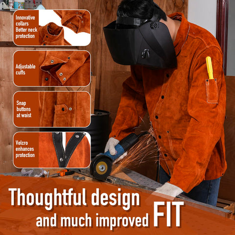 QeeLink Leather Welding Jacket inside pocket keeps tools within reach during work