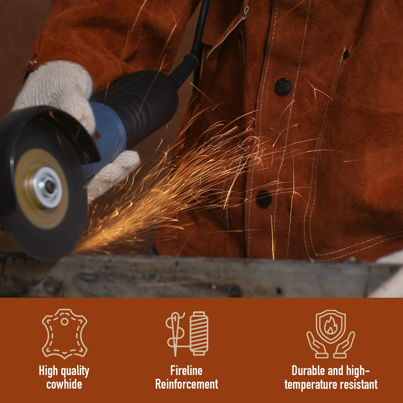 QeeLink Welding Jacket sleeve pockets store chalk or soapstone for on-job marking