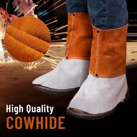 Close-up of thick cowhide leather showing durability and flame resistance