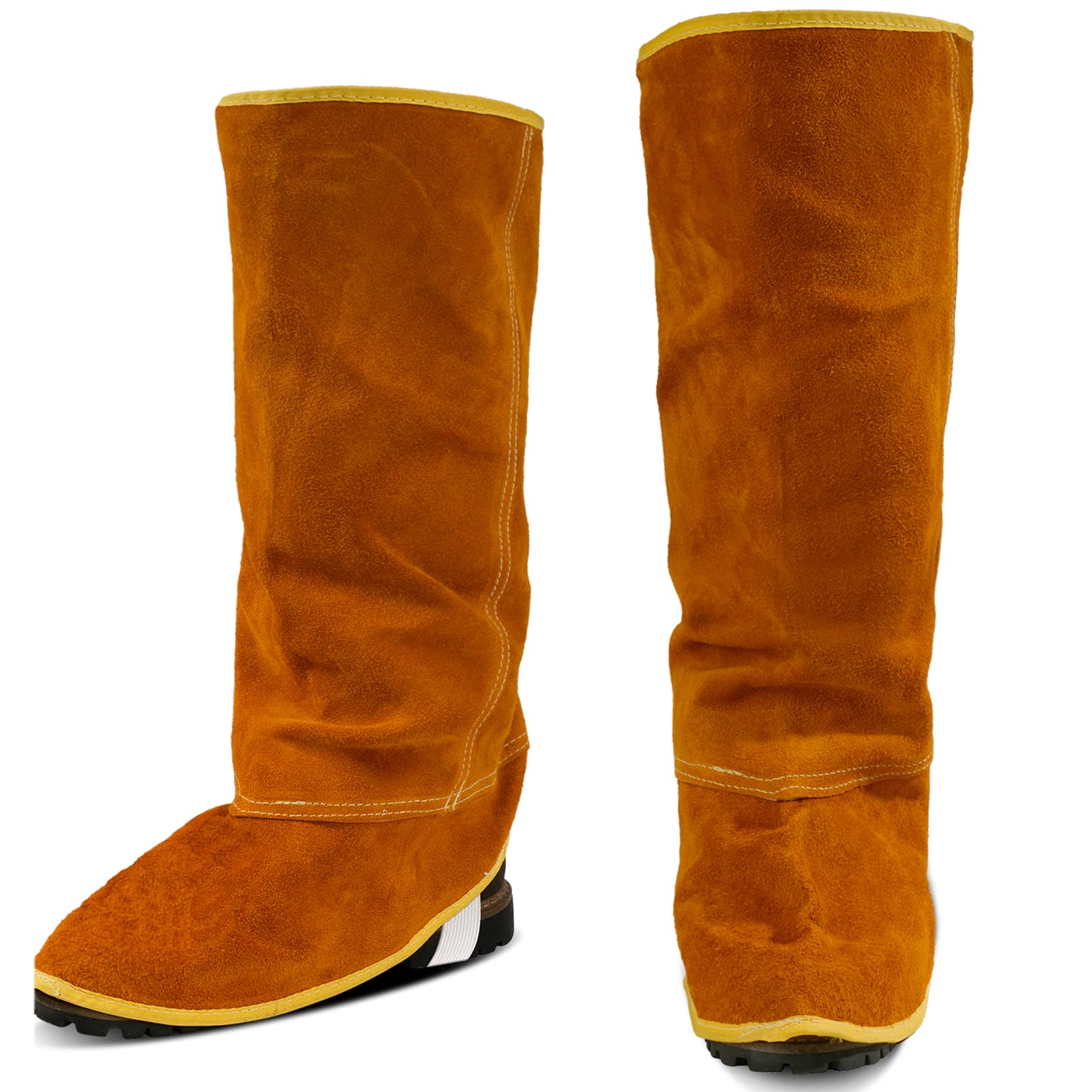 QeeLink extralong leather welding spats protect shoes during welding tasks