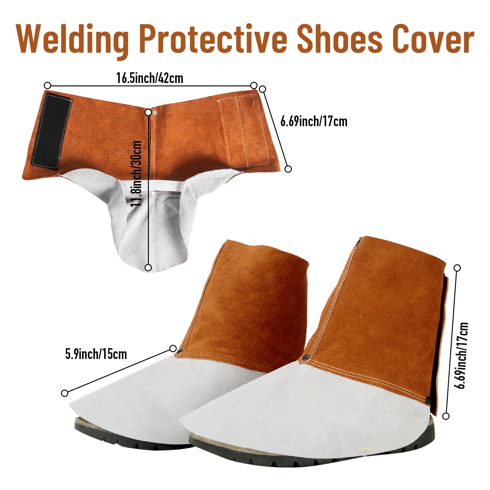 QeeLink leather welding spats side with adjustable Velcro fit