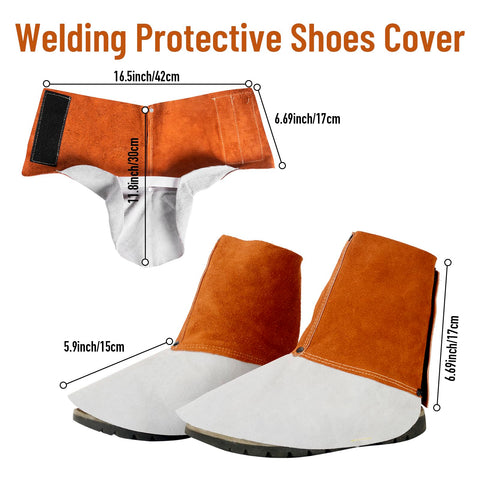 QeeLink leather welding spats side with adjustable Velcro fit