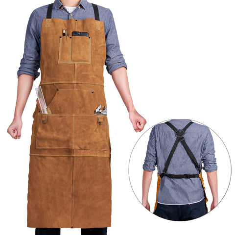 Adjustable fit of QeeLink apron from medium to XXL for versatile sizing.