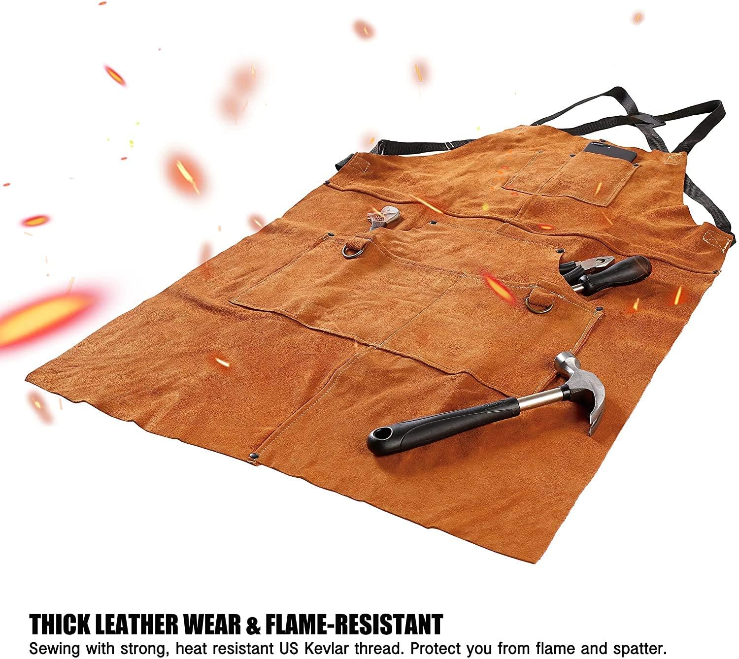 QeeLink welding apron cell phone pocket keeps devices safe and accessible