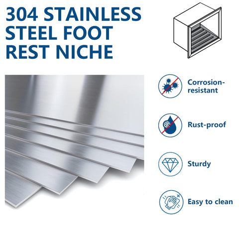 Qeke recessed shower niche installation diagram demonstrates space-saving design