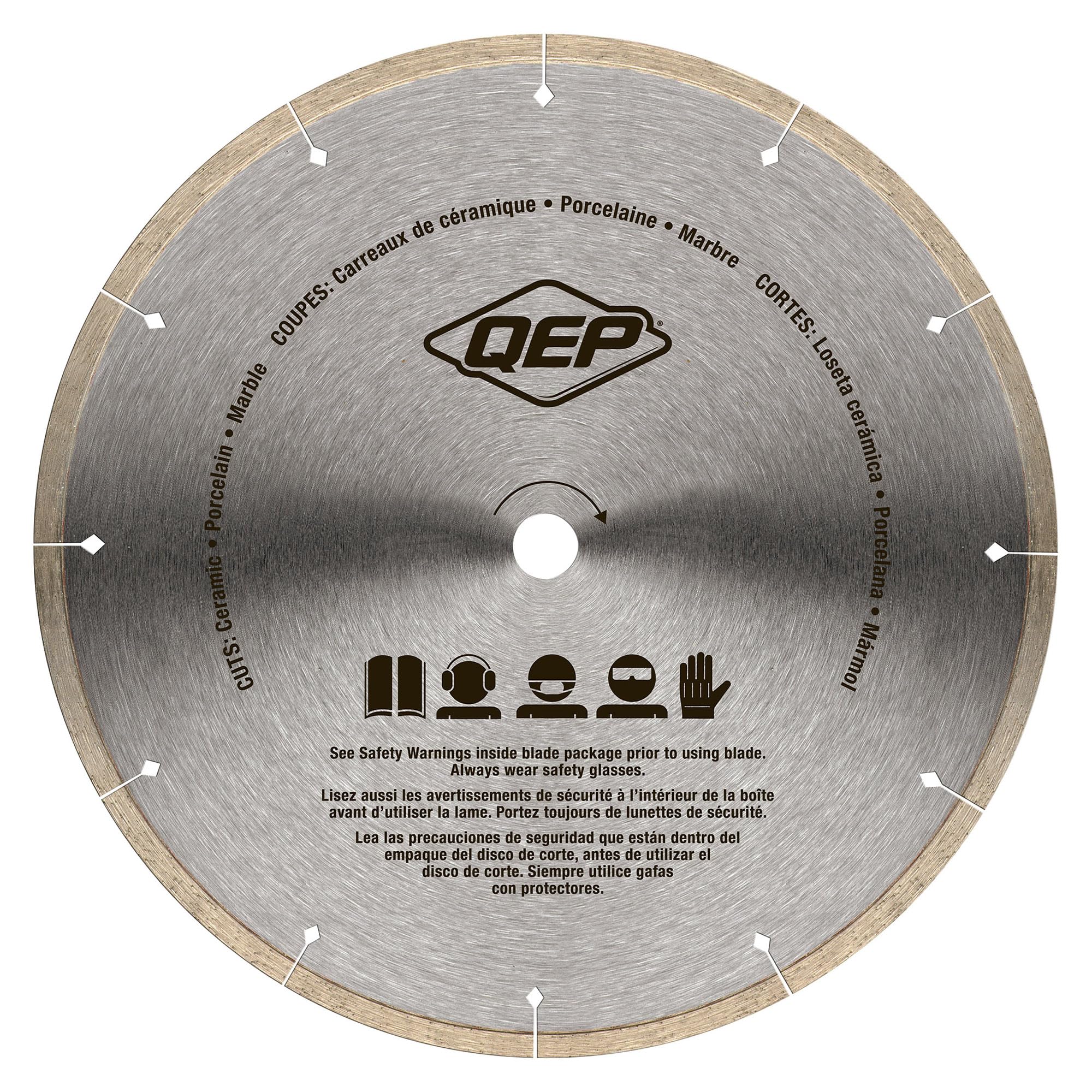 QEP Black Widow 10-inch blade works with most wet tile saws for easy upgrades.