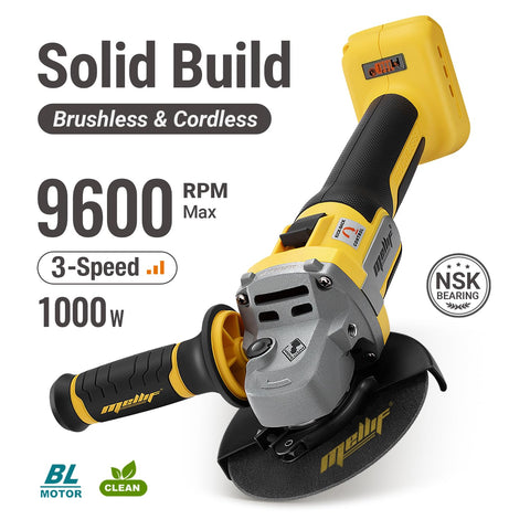 QESOO brushless grinder with Dewalt 20V Max compatibility for cordless work.