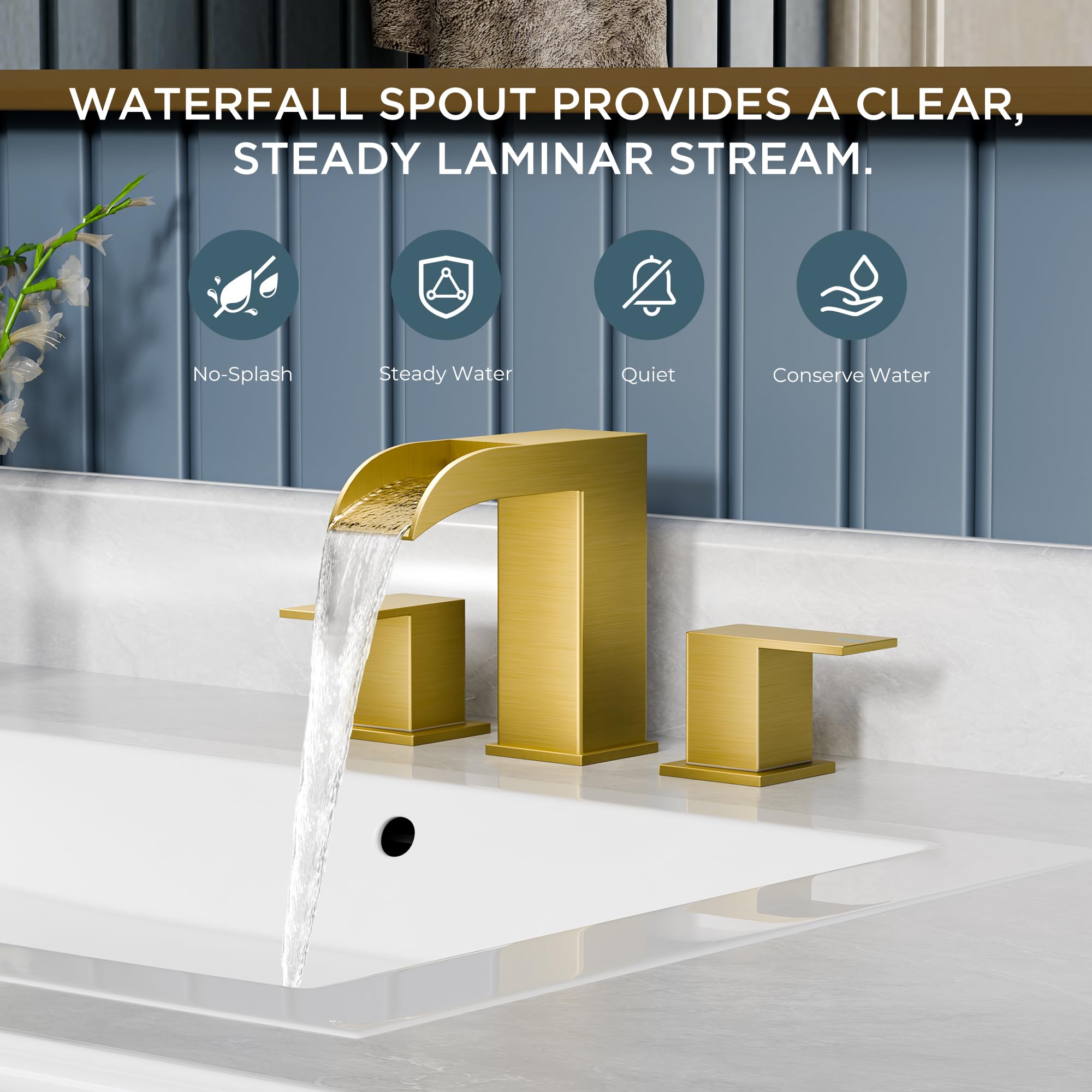 QFN Brushed Gold Flat Handle Design for quick water control