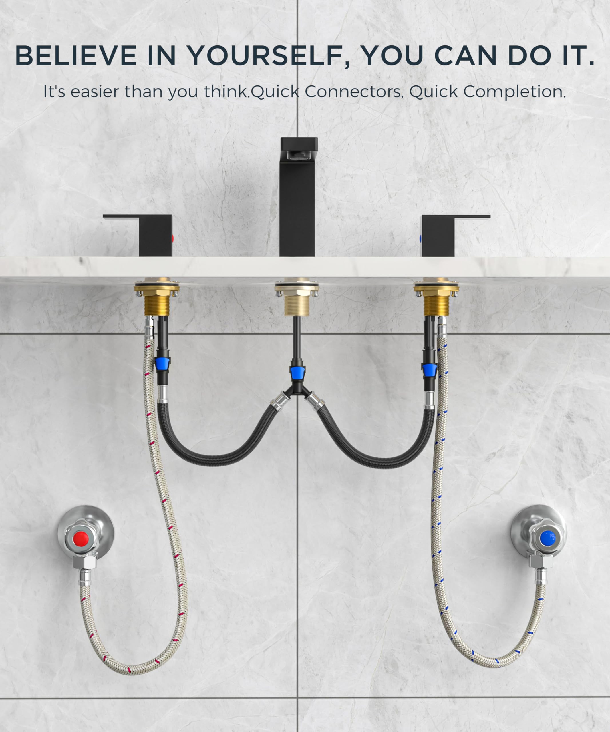 Elegant QFN matte black faucet enhances a contemporary sink area.