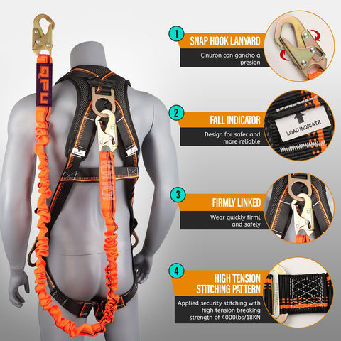 QFU safety harness buckle adjustment demonstrating quick, secure fit for faster setup
