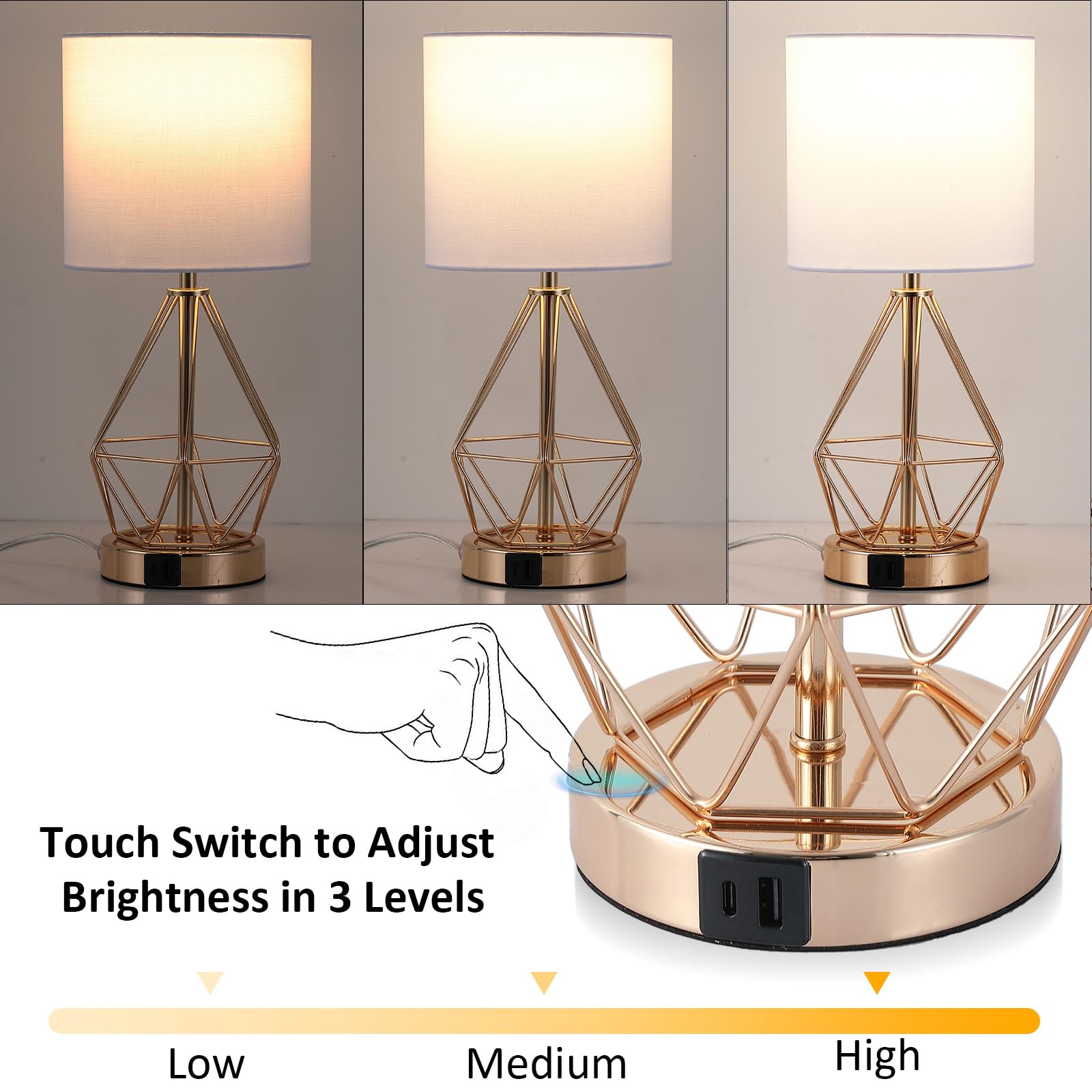 QHANTOMIZE dimmable touch table lamp for easy brightness control