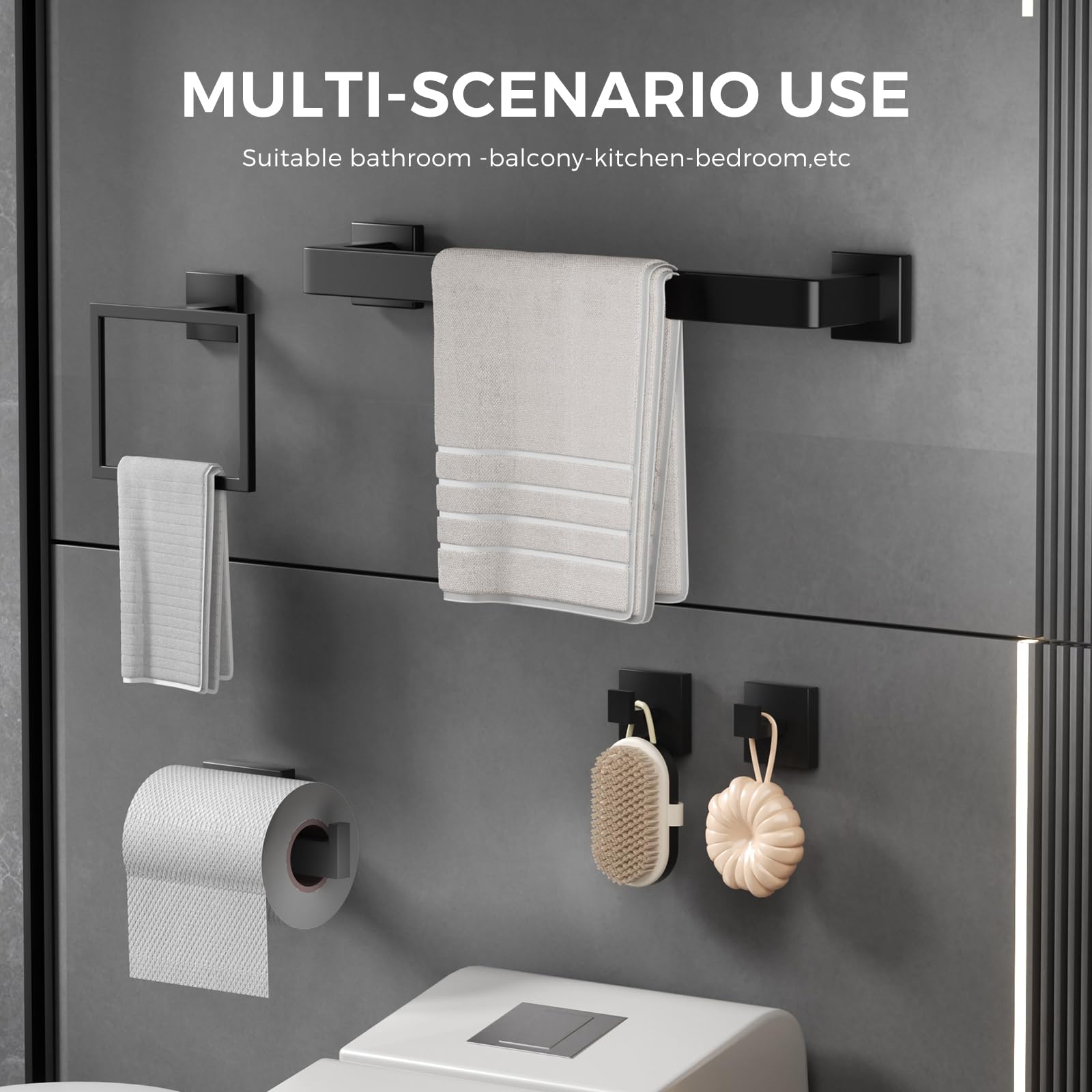 QHMCHLDZ matte black toilet paper holder keeps essentials within reach