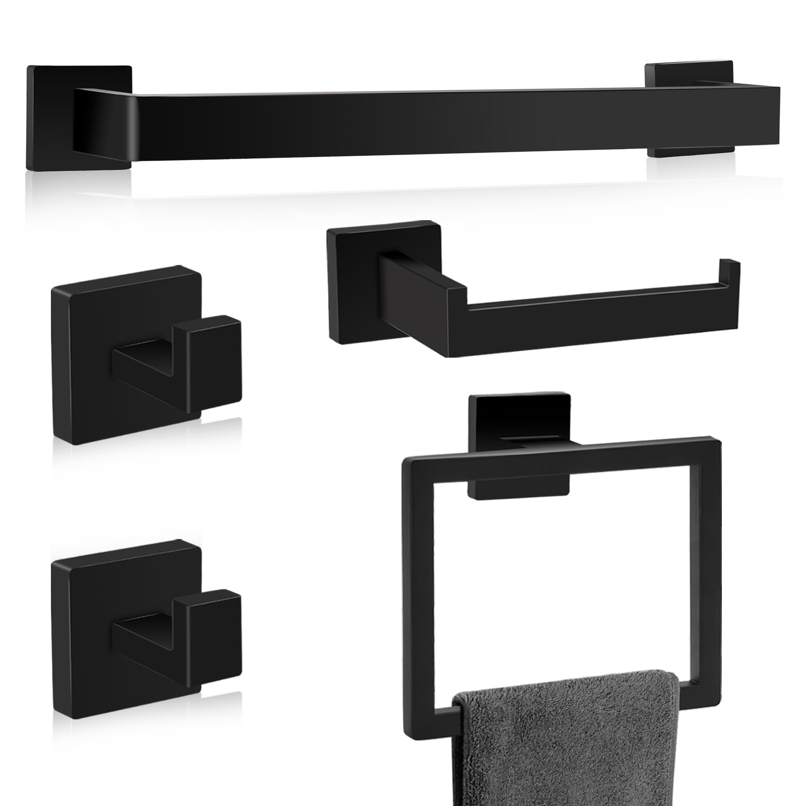 QHMCHLDZ matte black towel bar 15.6-inch provides durable rust-resistant towel storage