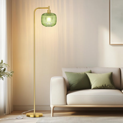 QiMH 67-inch brushed gold floor lamp highlights modern decor