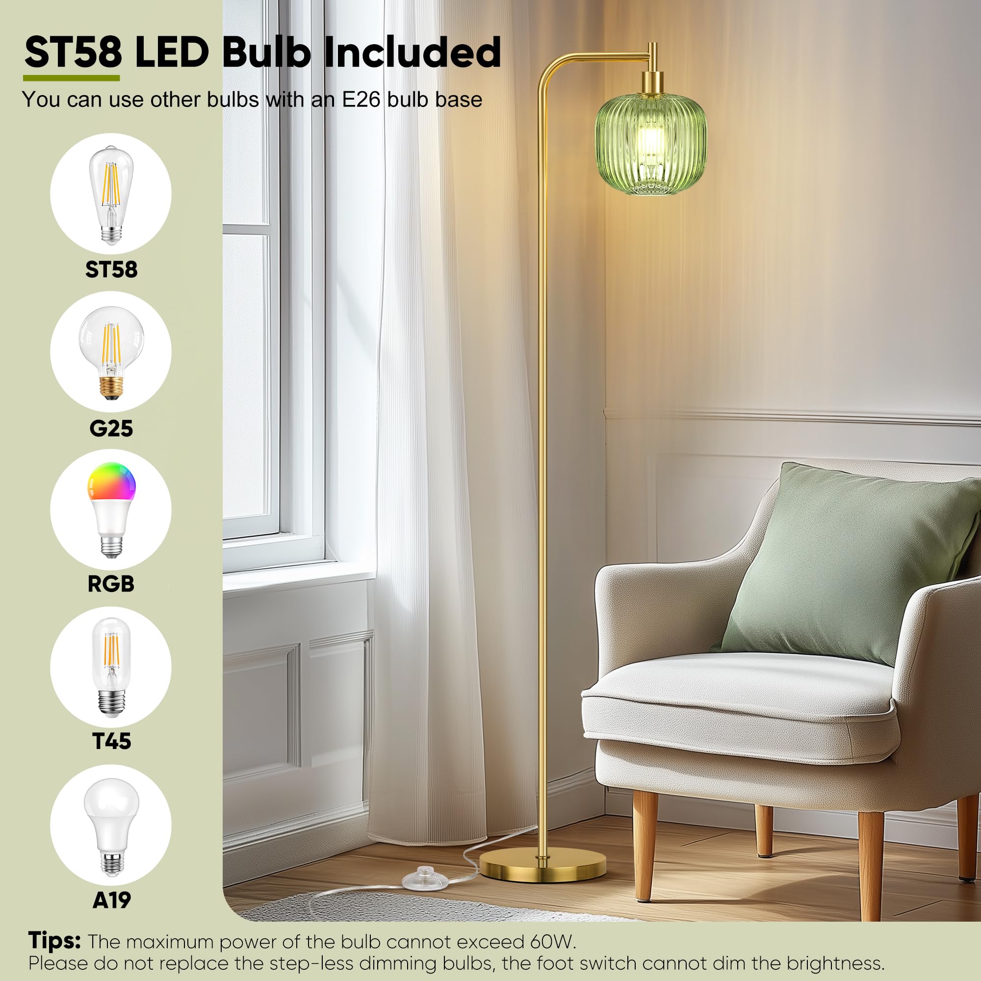 Includes 2700K LED bulb for immediate use and cozy glow
